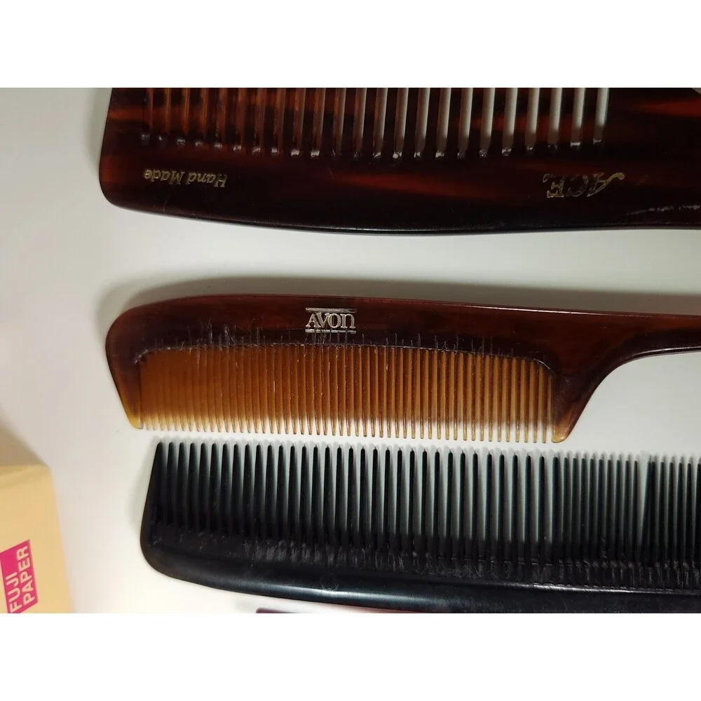 Vintage Salon Perm Hair Care Supply Lot Fuji Paper Dispenser Rods Combs Avon